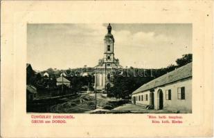 1911 Dorog, Római katolikus templom, üzlet. W.L. Bp. 5795. Beh Reimund kiadása