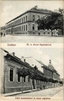 Zombor, Sombor; M. kir. állami gimnázium, Felső kereskedelmi és elemi iskola. Kiadja Schön Adolf / high school, economic school and elementary school