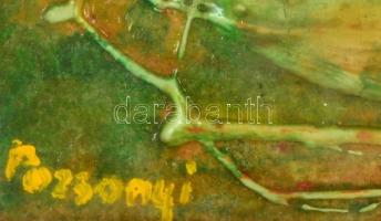 Pozsonyi Dezső (?-): Kompozíció. Olaj, karton, jelzett, üvegezett keretben,  19×30 cm