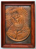 Jelzés nélkül: Koronás Madonna. Réz lemezkép, keretben, 18×12 cm