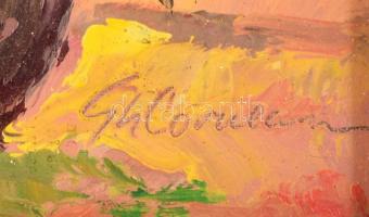 Olvashatatlan jelzéssel: Virágcsendélet. Olaj, farost, keretben, 20×15 cm