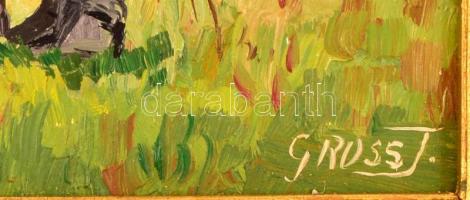 Gross jelzéssel: Csíkosok. Olaj, farost, keretben, 16×22 cm