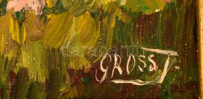 Gross jelzéssel: Gulyások a pusztában. Olaj, farost, keretben, 16×22 cm