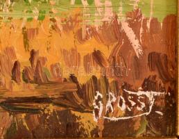 Gross jelzéssel: Gulyások az itatónál. Olaj, farost, keretben, 16×22 cm