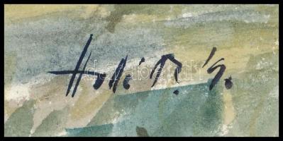 Holló jelzéssel: Kunyhó gémeskúttal. Akvarell, papír, 17×30 cm