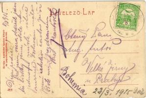 1915 Huszt, Chust, Khust; Piac tér, Kahan Dávidné dohányboltja, Klein Sámuel üzlete. W. L. (?) 1914....