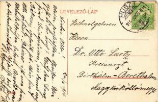 1914 Huszt, Chust, Khust; Városháza, Hoffman E. üzlete. W. L. Bp. 1919. / street view with town hall...