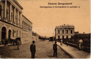 1907 Beregszász, Berehove; Vármegyeháza és Kereskedelmi Iparbank. Kiadja Farkas J. / county hall and bank (EK)