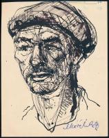 Móré Mihály (1924-1997): Férfi portré. tus, papír, jelzett, 18×14 cm