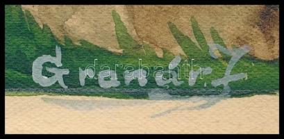 Granár József (?-?): Muzsikáló angyalok. Akvarell, papír, 27×20 cm