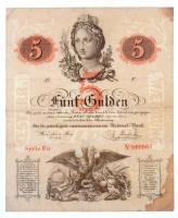 1859. 5G Fu 906963 vízjeles papíron T:III fo. / Austrian Empire 1859. 5 Gulden Fu 906963 on watermarked paper C:F spotted Adamo G91
