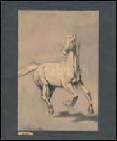 Hurdisán jelzéssel: Fehér ló. Akvarell-tus, papír, 21×14 cm