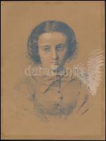 Olvashatatlan jelzéssel: Női portré 1866. Ceruza-fedő festék, papír, 22×17 cm