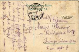 1908 Lasva, Bahnhof / Kolodvorska Stacija / railway station, train, wagons (r)