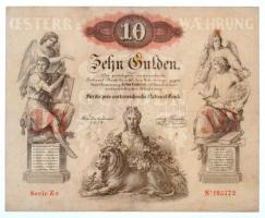 1858. 10G Zc 195772 vízjeles papíron T:III fo. /  Austrian Empire 1858. 10 Gulden Zc 195772 on watermarked paper C:F spotted  Adamo G88.
