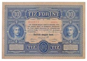 1880. 10Ft Osztrák-magyar Bank, 1083 032412 sorszámmal T:III / Austro-Hungarian Monarchy 1880. 10 Forint / 10 Gulden Österreichisch-ungarische Bank, with 1083 032412 serial number C:F Adamo G128