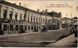Kirov, Vyatka; Hotel de lEurope / street view with shops, hotel, café and restaurant. Scherer, Nabholz & Co.