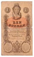 1858. 1G vízjeles papíron, R 16 sorszámmal T:III- / Austrian Empire 1858. 1 Gulden on watermarked paper C:VG Adamo G87