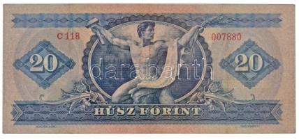 1947. 20Ft "C118 007880" sorszámmal T:III / 1947. 20 Forint with "C118 007880" s...