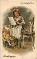 6 db régi művészlap Paul Heydel aláírásával / 6 pre-1945 litho art postcards signed by Paul Heydel, ...