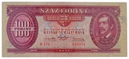 1947. 100Ft B174 040874 sorszámmal T:III szép papír / Hungary 1947. 100 Forint with B174 040874 serial number C:F fine paper  Adamo F27
