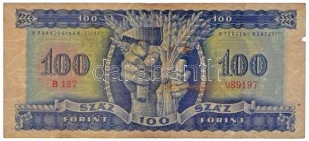 1946. 100Ft "B187 089197" T:III,III- kis anyaghiány  / Hungary 1946. 100 Forint "B187...