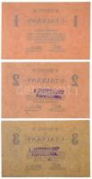 Budapest ~1920. 1K + 2K + 3K "Pester Lloyd" utalvány hátoldalon bélyegezve T:I,I- / Hungar...