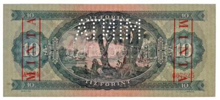 1957. 10Ft "A 294 067626" sorozat és sorszámmal, piros "MINTA" felülnyomással és...