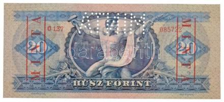 1957. 20Ft "C137 - 0085722" sorozat és sorszámmal, piros "MINTA" felülnyomással ...