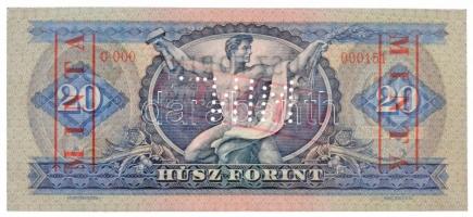 1969. 20Ft "C000 - 000151" sorozat és sorszámmal, piros "MINTA" felülnyomással é...