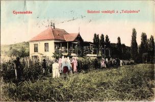 1907 Gyenesdiás, Balatoni vendéglő a Tulipánhoz, szőlőskert. Mérei Ignác kiadása 346.907. (EK)