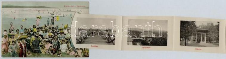 Balaton, fürdő élet. Grüner Simon kiadása, leporellolap / leporellocard