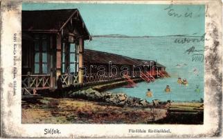 1906 Siófok, Fürdőház a fürdőzőkkel. Reich Farkas kiadása (EK)