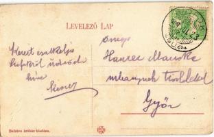 1909 Siófok, nyaralók a Balaton partján. Balaton áruház kiadása  (EK)