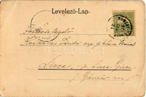 1903 Balatonboglár, Boglár; Balaton parti nyaralók, villák, vitorlás (EK)