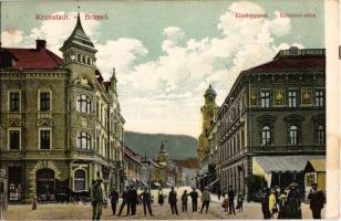 1909 Brassó, Kronstadt, Brasov; Kolostor utca, üzletek / street view with shops