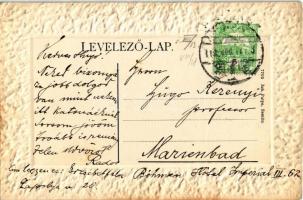 Zimony, Semlin, Zemun; főgimnázium. Joh. Pulyo kiadása, Dombornyomott szecessziós keret / Realgymnas...