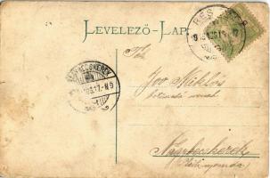 1905 Resica, Resicabánya, Resita; Beszállás a bányába, bányászok csillékben. Braumüller L. kiadása /...