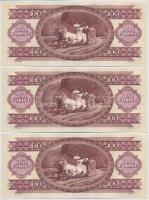 1992. 100Ft (3x) sorszámkövetők, nyomdai papírránccal T:I
Adamo F37