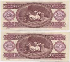 1992. 100Ft (2x) egyugrásos sorszámkövetők, nyomdai papírránccal T:II
Adamo F37