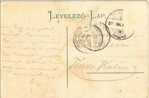 1905 Pancsova, Pancevo; Almási út, templom, Graff üzlete / street view with shops and church