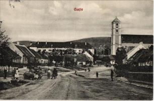 1913 Csejte, Cachtice; Fő tér, templom. Blau kiadása / main square, church