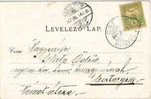 1902 Csejte, Cachtice; Hrad Báthorovcov / Schloss Ruine / várrom, Báthory Erzsébet, utcakép, Fő tér,...