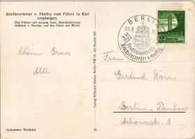 Reichsverweser v. Horthy vom Führer in Kiel empfangen. Der Führer mit seinem Gast, Reichsverweser Ad...