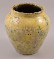 Szilvásy mázas kerámia váza, jelzett, apró hibákkal, m: 15 cm