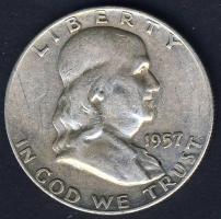 USA 1957D 1/2$ Ag "Franklin" T:3