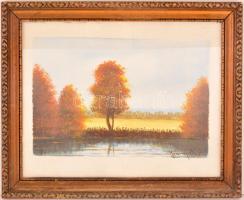 Neogrády jelzéssel: Napos őszi nap. Gouache, papír, üvegezett keretben, 24×33 cm
