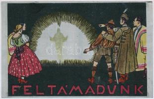 Feltámadunk! Irredenta propaganda lap fémlemezen / Hungarian irredenta propaganda on metal sheet card