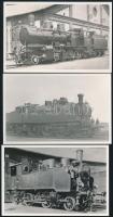 MÁV 342.831, 22-1033 és 140.06 mozdonyok, 3 db modern előhívás, 9×14 cm / locomotives, 3 modern copies of vintage photos