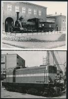 Régi mozdonyok: MÁV III. osztályú mozdony a hatvani pályaudvaron, GySEV LM1 vágányvontató, M46-2003 mozdony, 3 db modern fotó és előhívás, 13×18 cm / locomotives, 3 modern photo and copy